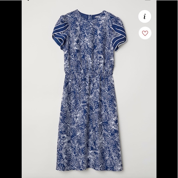ISO - H&M Dark Blue Patterned Silk Dress Sz 4 ISO - H&M Dark Blue Patterned Silk Dress Sz 4
